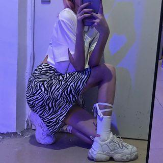 Print Asymmetrical Mini A-line Skirt