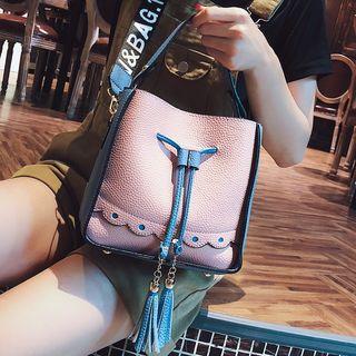 Set Of 2: Contrast Panel Cossbody Bag + Bucket Bag