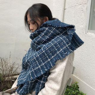 Fringed Plaid Scarf As Shown In Figure - One Size