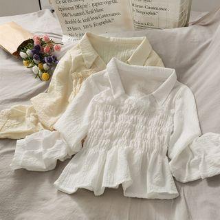 Textured Smocked Crop Blouse