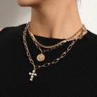 Faux Pearl Crisscross Layered Necklace