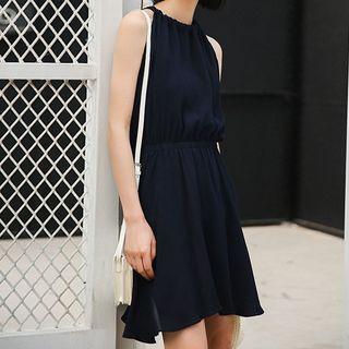 Halter Chiffon Dress Black - One Size