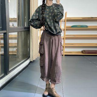 Floral Sweatshirt Dark Gray - One Size