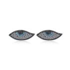 Fashion Personality Plated Black Devils Eye Stud Earrings With Cubic Zirconia Silver - One Size
