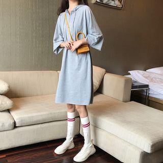 3/4-sleeve Half-zip Hoodie Dress