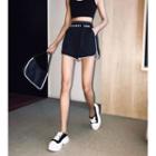 Lettering Piped Wide-leg Sweatshorts