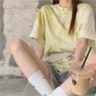 Short-sleeve Tie-dyed Loose-fit T-shirt As Figure - One Size