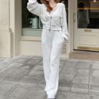 Set: Cropped Zip-up Hoodie + Wide Leg Pants