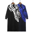 Mock Neck Zebra Pattern Knit Dress