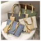 Set: Houndstooth Tote Bag + Pouch