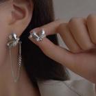 Heart Rhinestone Chain Asymmetrical Alloy Earring 1 Pair - Asymmetric - Silver - One Size