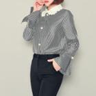 Frilled-collar Striped Blouse