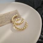 Alloy Twisted Open Hoop Earring 1 Pair - S925 Silver - Gold - One Size