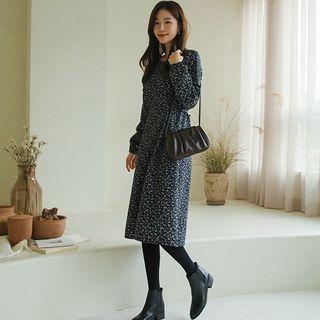 Tie-waist Napped Midi Floral Dress