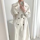 Double Breasted Trench Coat White - One Size