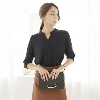 Open-front Tab-sleeve Shirt