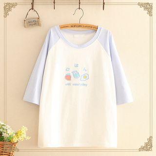Raglan-sleeve Embroidered Top