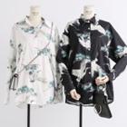 Crane-print Loose-fit Shirt