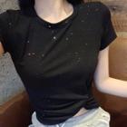 Short-sleeve Sequined Twisted T-shirt