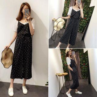 Dotted Pinafore Jumpsuit