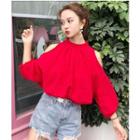 Cold-shoulder Balloon-sleeve Blouse