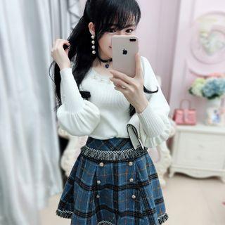 Faux Pearl Trim Sweater