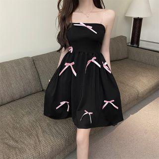 Strapless Bow Mini A-line Dress