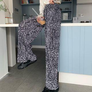 Leopard Print High-waist Straight-cut Pants