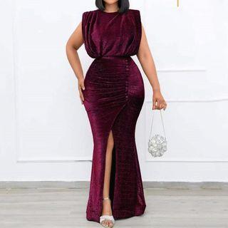 Sleeveless Velvet Bodycon Evening Gown