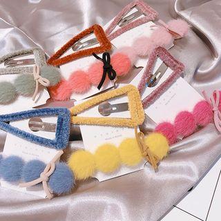 Knit Triangle / Bobble Hair Clip