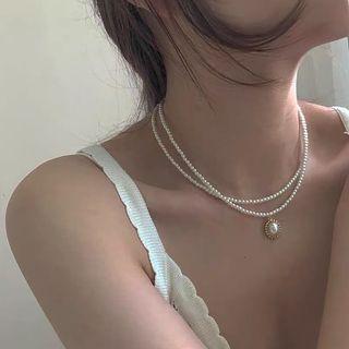 Faux Pearl Layered Necklace Faux Pearl Necklace - White - One Size