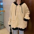 Color-block Over-sized Hoodie Off-white - One Size