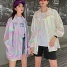 Couple Matching Hologram Hooded Light Jacket