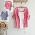 Elbow-sleeve Pattern Button Jacket