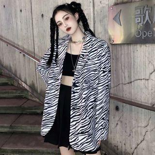 Lapel Collar Zebra-print Blazer