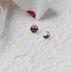 Non-matching Alloy Moon & Planet Earring 1 Pair - S925 Sterling Silver Pin Earring - One Size
