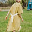 Elbow-sleeve Asymmetric Hem Dress