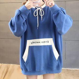 Long-sleeve Oversize Color Panel Long Sweatshirt