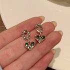 Heart Rhinestone Dangle Earring 1 Pair - Silver Stud - Gold - One Size