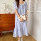 Puff-sleeve Floral Print Midi Sleep Dress