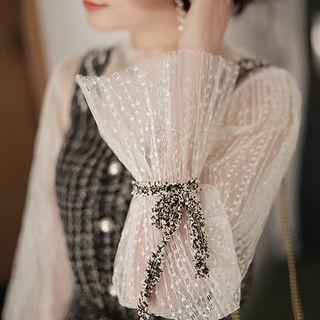Set: Tweed Pinafore Dress + Lace Top