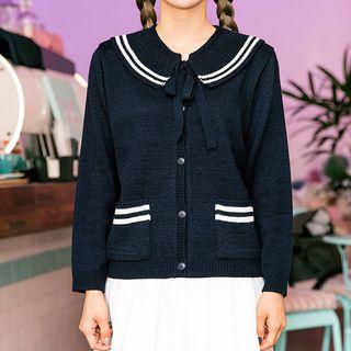 Tie-neck Sailor-collar Cardigan