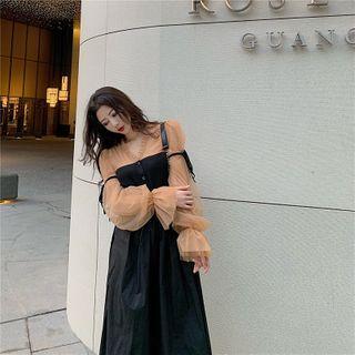 Lace Ruffle Chiffon Long-sleeve Blouse