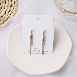 Faux Pearl Rhinestone Dangle Earring E2909 - As Shown In Figure - One Size