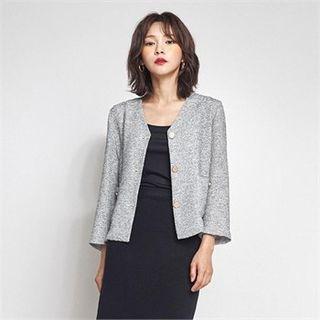 Collarless M Lange Jacket Black - One Size