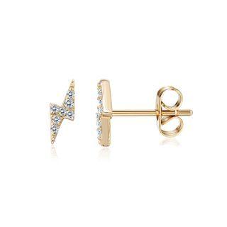 Fashion Simple Plated Gold Lightning Cubic Zircon Stud Earrings Golden - One Size