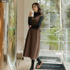 V-neck Strap-detail Long Overall Dress