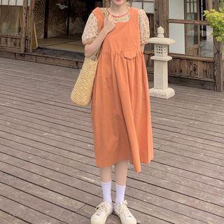 Short-sleeve Floral Top / Overall Dress