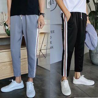 Contrast Trim Cropped Tapered Pants