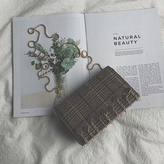 Fringed Chain-strap Check Cross Bag